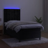 Łóżko kontynentalne z materacem i LED, czarny aksamit 80x200 cm