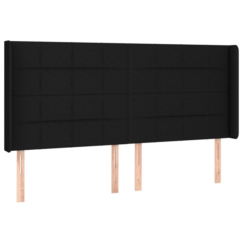 Łóżko kontynentalne z materacem, czarne, 200 x 200 cm, tkanina