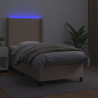 Łóżko kontynentalne, materac i LED cappuccino ekoskóra 90x190cm