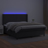 Łóżko kontynentalne z materacem i LED czarna ekoskóra 180x200cm