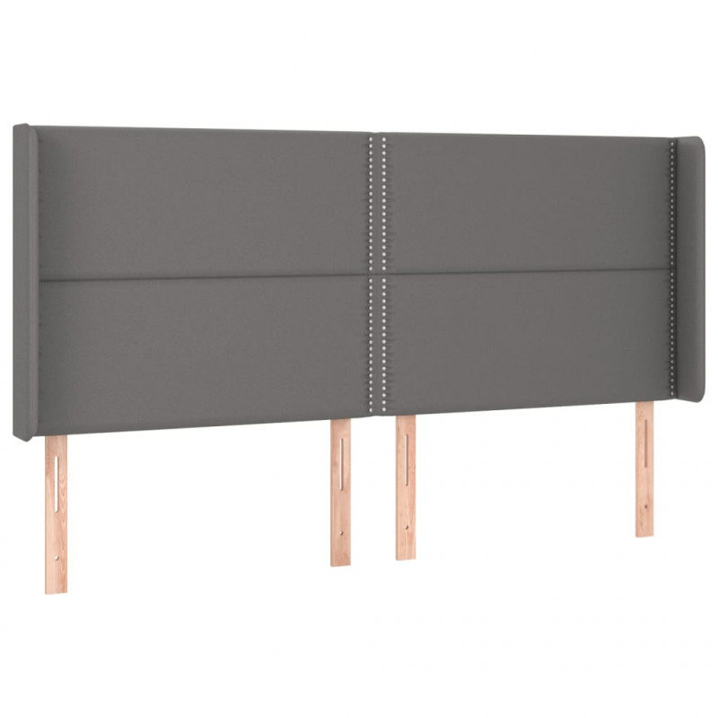 Łóżko kontynentalne z materacem i LED, szara ekoskóra 200x200cm