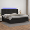 Łóżko kontynentalne z materacem i LED czarna ekoskóra 200x200cm