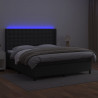 Łóżko kontynentalne z materacem i LED czarna ekoskóra 160x200cm