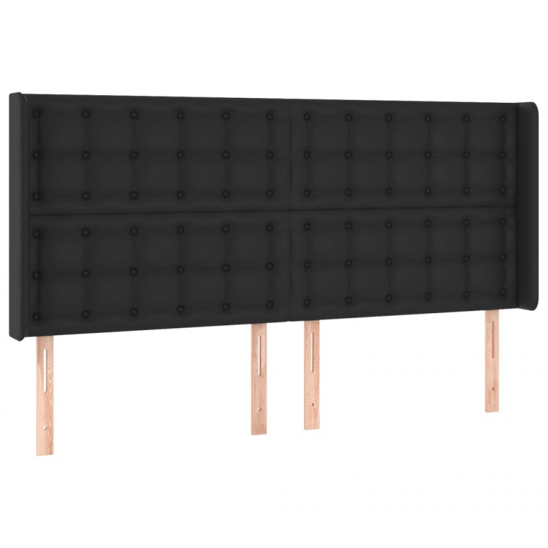 Łóżko kontynentalne z materacem i LED czarna ekoskóra 160x200cm