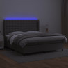Łóżko kontynentalne z materacem i LED, szara ekoskóra 180x200cm