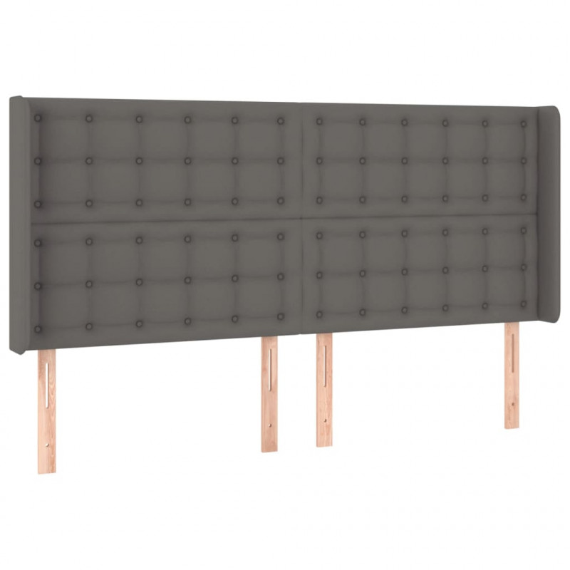 Łóżko kontynentalne z materacem i LED, szara ekoskóra 180x200cm