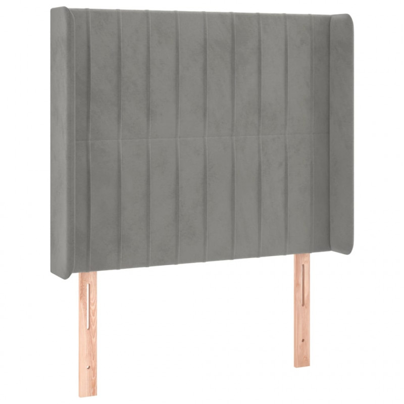 Łóżko kontynentalne z materacem i LED, szare 90x200 cm, aksamit