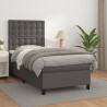 Łóżko kontynentalne z materacem, szare, ekoskóra 80x200 cm