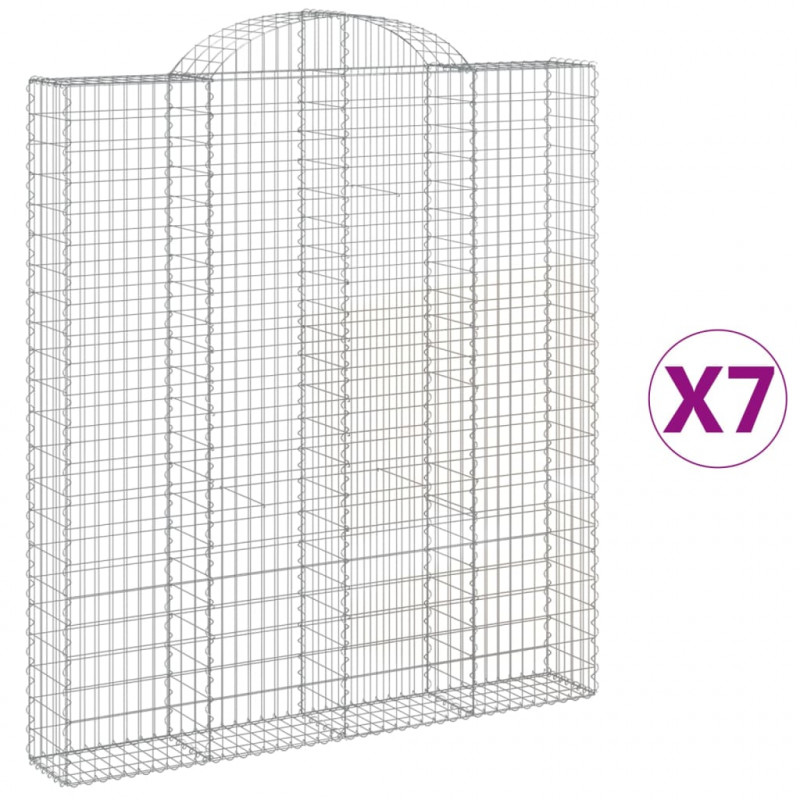 Kosze gabionowe, 7 szt, 200x30x220/240 cm, galwanizowane żelazo