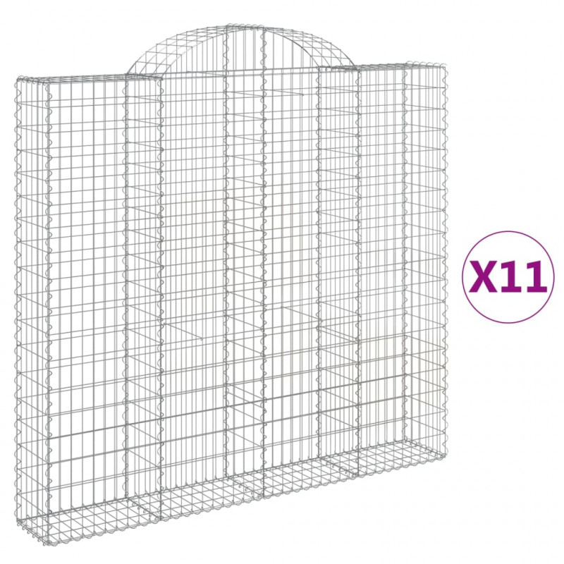 Kosze gabionowe, 11 szt, 200x30x180/200cm, galwanizowane żelazo