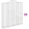 Kosze gabionowe, 9 szt, 200x30x200/220 cm, galwanizowane żelazo