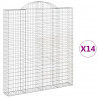 Kosze gabionowe, 14 szt, 200x30x220/240cm, galwanizowane żelazo