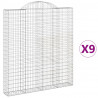 Kosze gabionowe, 9 szt, 200x30x220/240 cm, galwanizowane żelazo