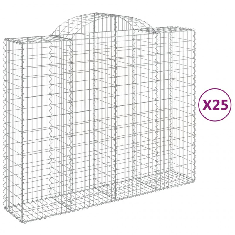 Kosze gabionowe, 25 szt, 200x50x160/180cm, galwanizowane żelazo