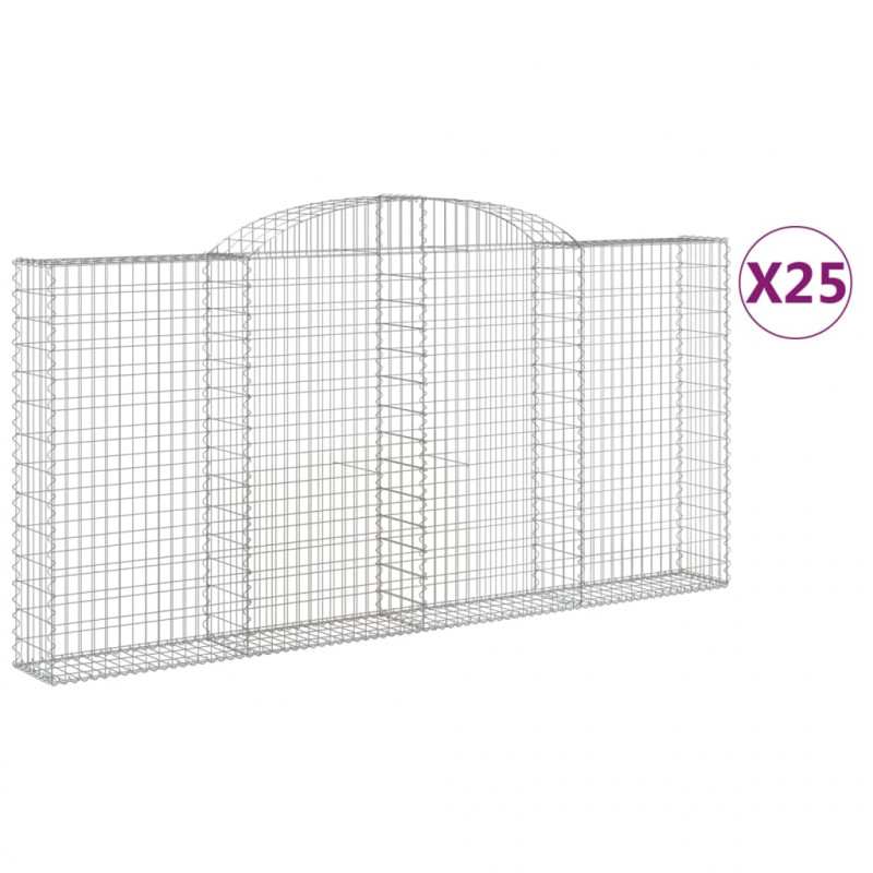 Kosze gabionowe, 25 szt, 300x30x140/160cm, galwanizowane żelazo