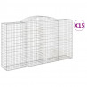 Kosze gabionowe, 15 szt, 300x50x160/180cm, galwanizowane żelazo