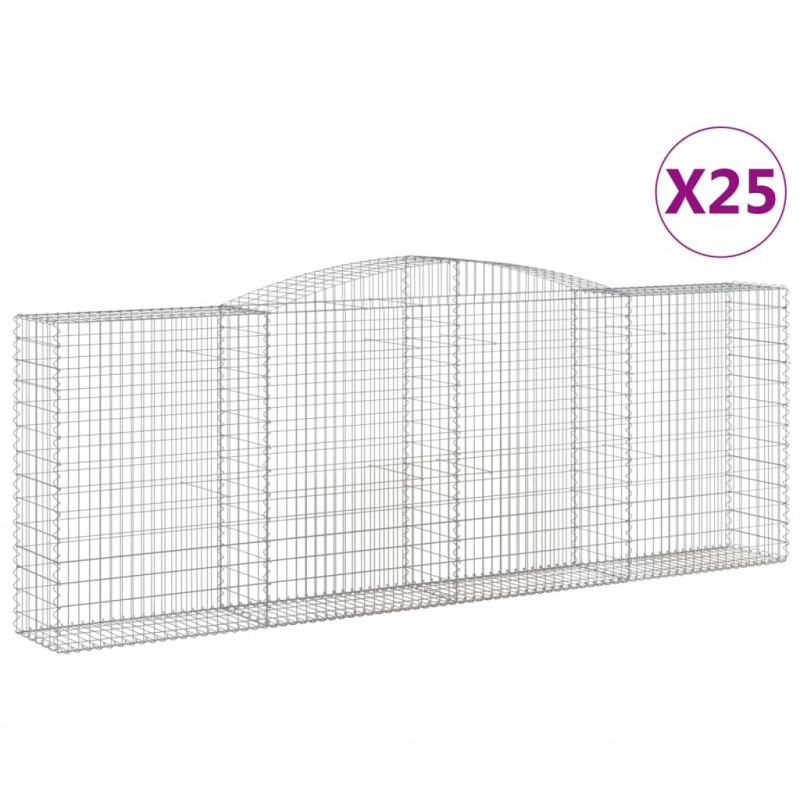 Kosze gabionowe, 25 szt, 400x50x140/160cm, galwanizowane żelazo