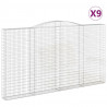 Kosze gabionowe, 9 szt, 400x30x220/240 cm, galwanizowane żelazo