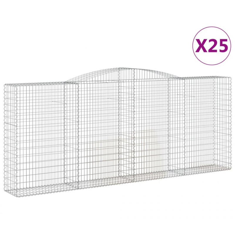 Kosze gabionowe, 25 szt, 400x50x160/180cm, galwanizowane żelazo