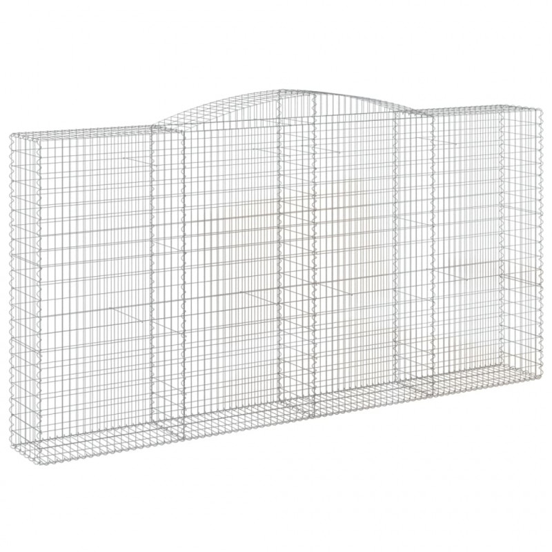 Kosze gabionowe, 8 szt, 400x50x200/220 cm, galwanizowane żelazo
