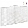 Kosze gabionowe, 15 szt, 400x30x220/240cm, galwanizowane żelazo
