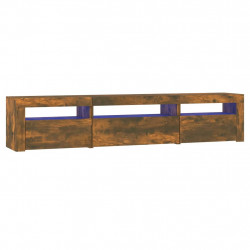 Szafka pod TV z oświetleniem LED, przydymiony dąb, 195x35x40 cm