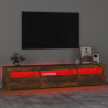 Szafka pod TV z oświetleniem LED, przydymiony dąb, 195x35x40 cm