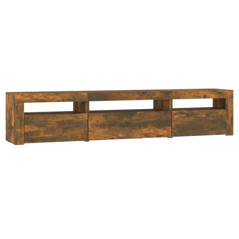 Szafka pod TV z oświetleniem LED, przydymiony dąb, 195x35x40 cm