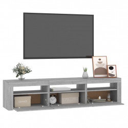 Szafka pod TV z oświetleniem LED, szarość sonoma, 180x35x40 cm