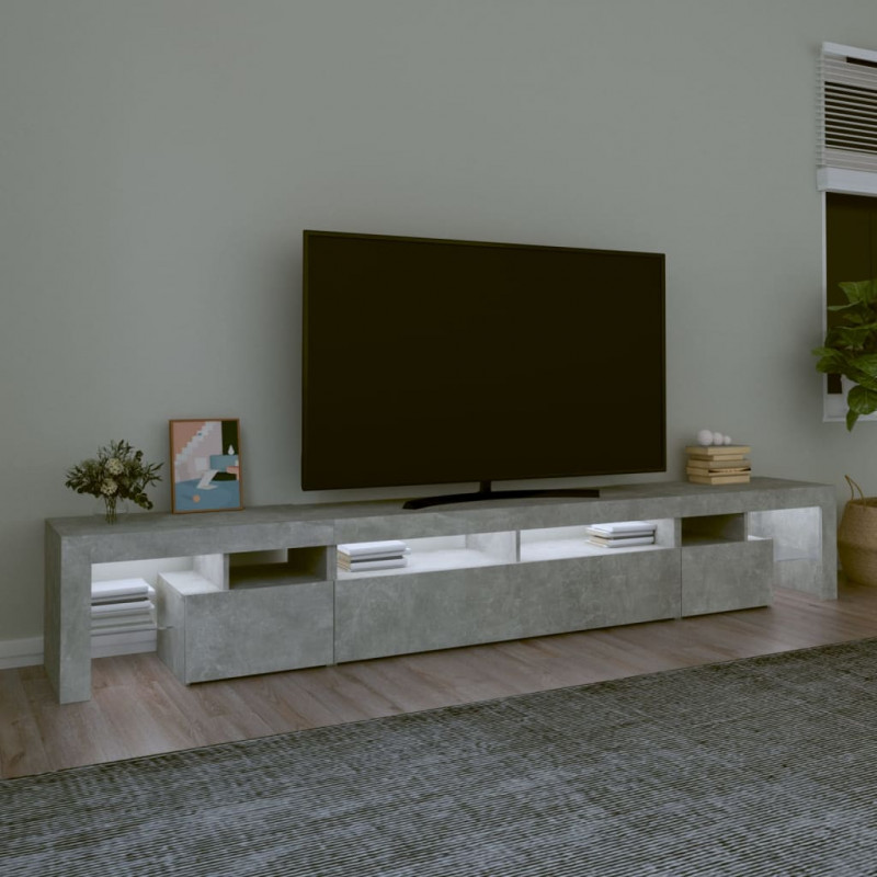 Szafka pod TV z oświetleniem LED, szarość betonu, 260x36,5x40cm