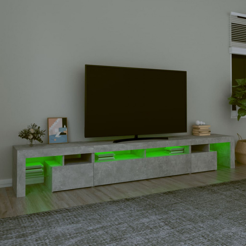 Szafka pod TV z oświetleniem LED, szarość betonu, 260x36,5x40cm