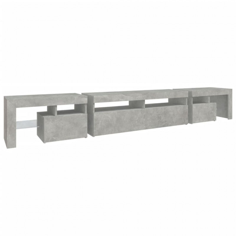 Szafka pod TV z oświetleniem LED, szarość betonu, 260x36,5x40cm