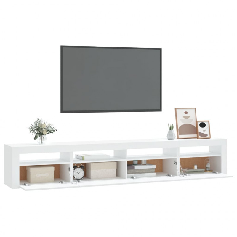 Szafka pod TV z oświetleniem LED, biała, 240x35x40 cm