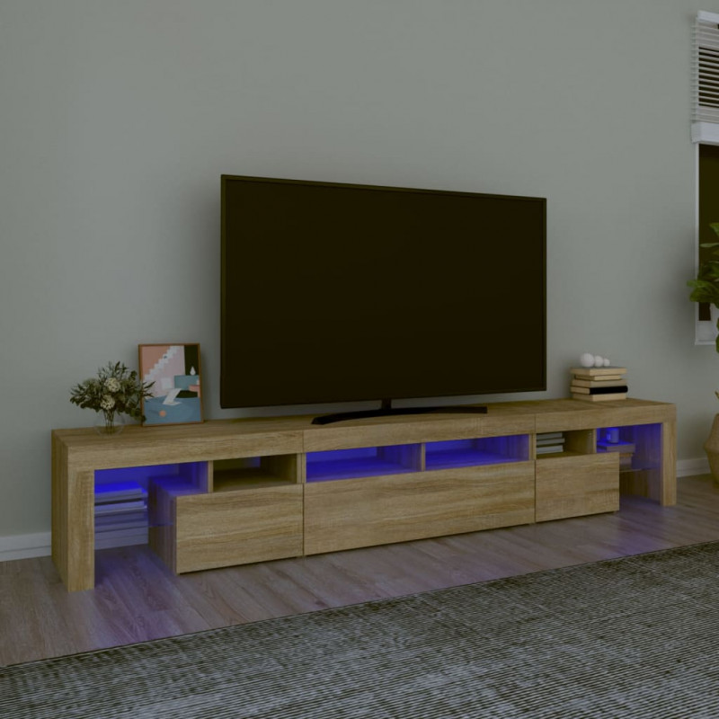 Szafka pod TV z oświetleniem LED, dąb sonoma, 230x36,5x40 cm