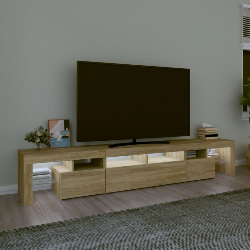 Szafka pod TV z oświetleniem LED, dąb sonoma, 230x36,5x40 cm