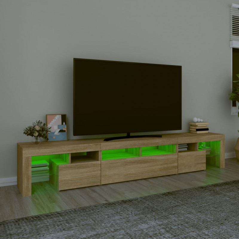 Szafka pod TV z oświetleniem LED, dąb sonoma, 230x36,5x40 cm