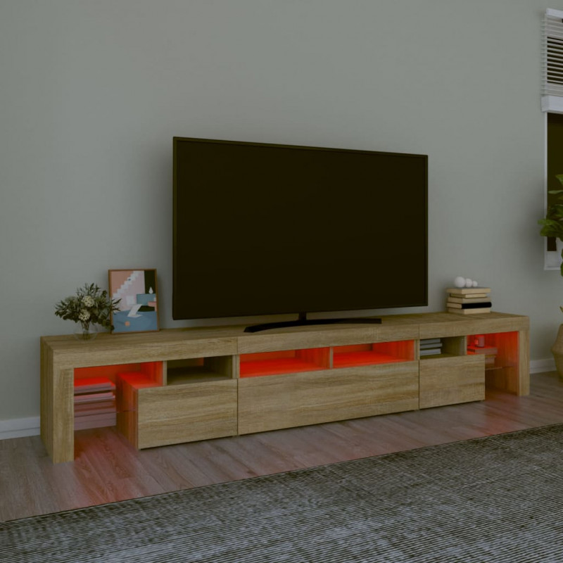 Szafka pod TV z oświetleniem LED, dąb sonoma, 230x36,5x40 cm
