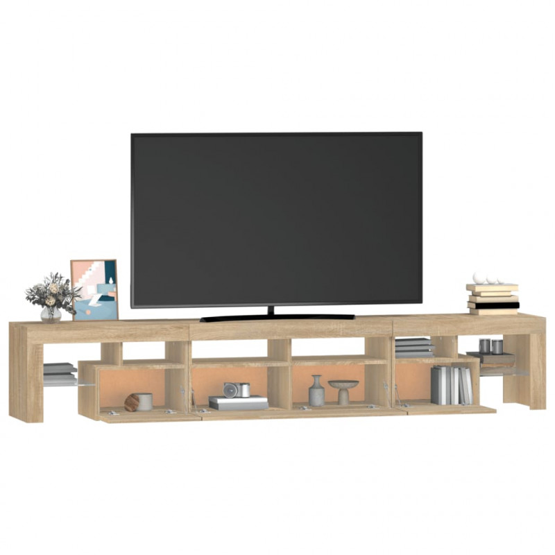 Szafka pod TV z oświetleniem LED, dąb sonoma, 230x36,5x40 cm