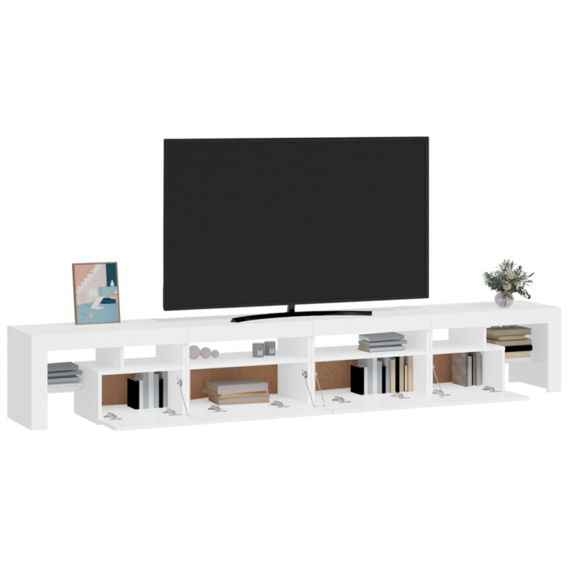 Szafka pod TV z oświetleniem LED, biała, 260x36,5x40 cm