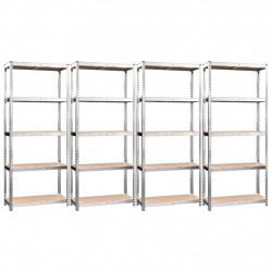 Regały z 5 półkami, 4 szt., stal i materiał drewnopochodny