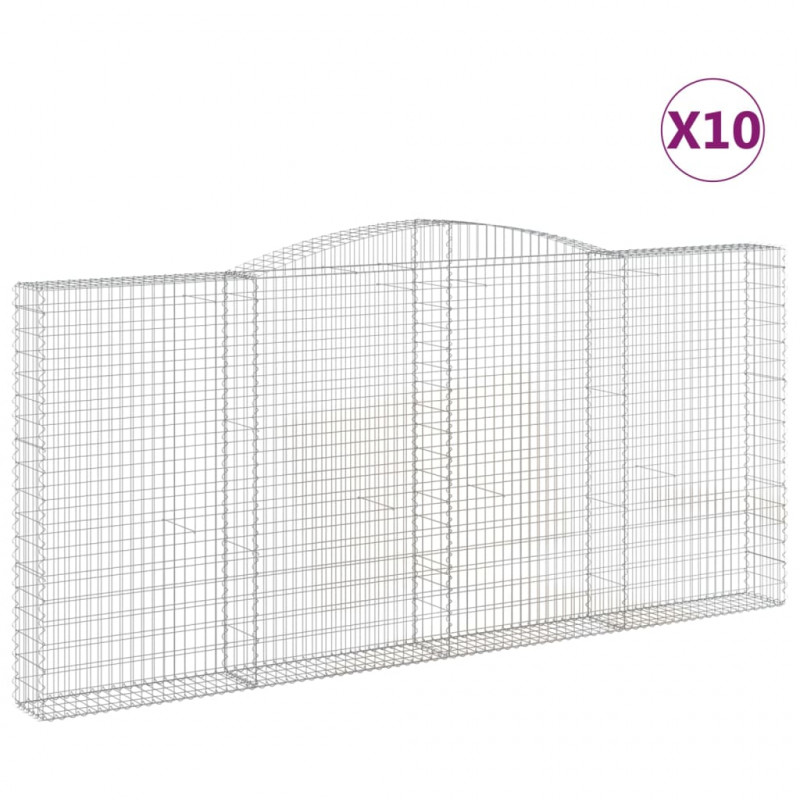 Kosze gabionowe, 10 szt, 400x30x180/200cm, galwanizowane żelazo