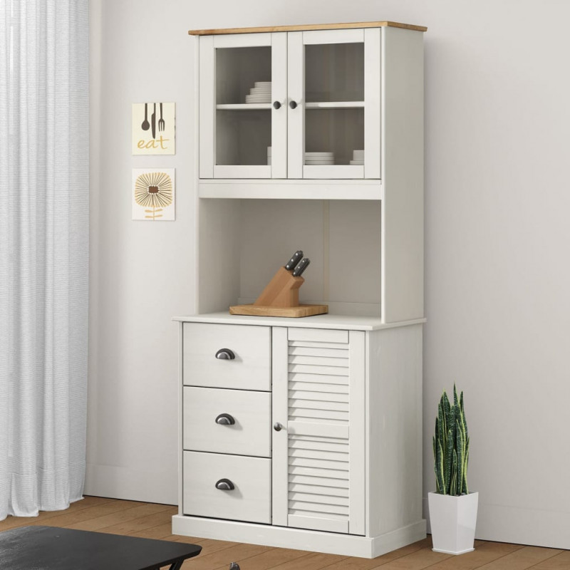 Kredens VIGO, biały, 78x40x175 cm, lite drewno sosnowe