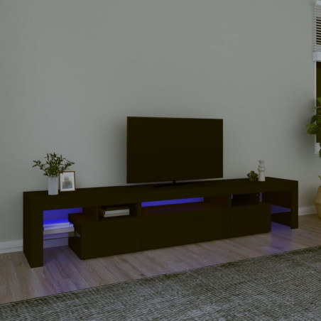 Szafka pod TV z oświetleniem LED, czarna, 215x36,5x40 cm