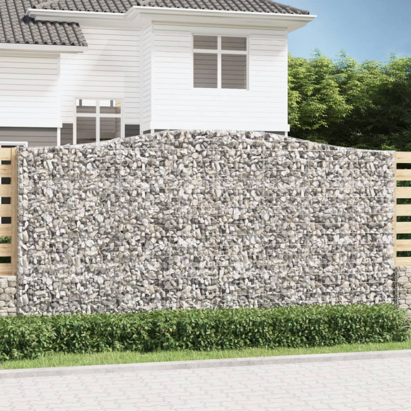 Kosze gabionowe, 9 szt, 400x50x200/220 cm, galwanizowane żelazo