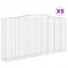Kosze gabionowe, 9 szt, 400x50x200/220 cm, galwanizowane żelazo