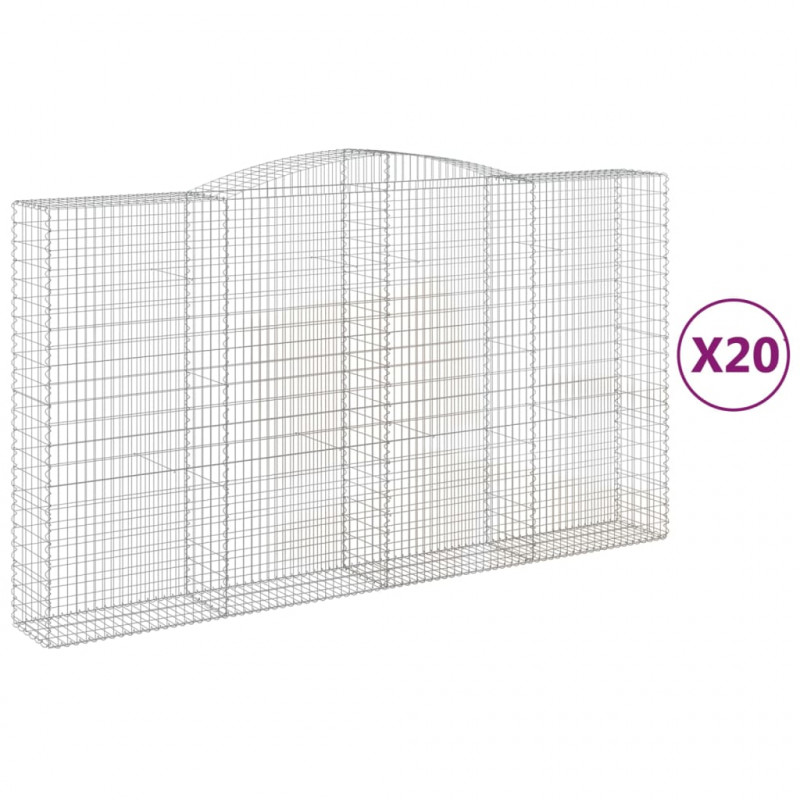 Kosze gabionowe, 20 szt, 400x50x220/240cm, galwanizowane żelazo