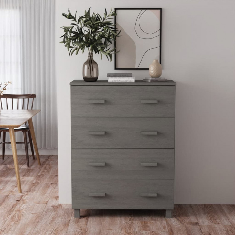 Komoda HAMAR, jasnoszara, 79x40x103,5 cm, lite drewno sosnowe