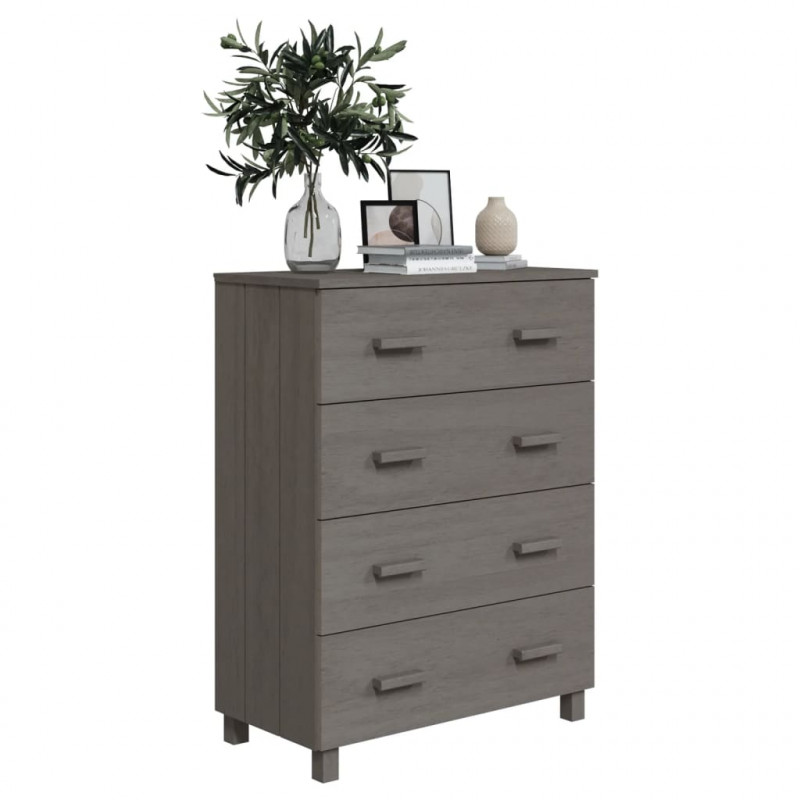 Komoda HAMAR, jasnoszara, 79x40x103,5 cm, lite drewno sosnowe