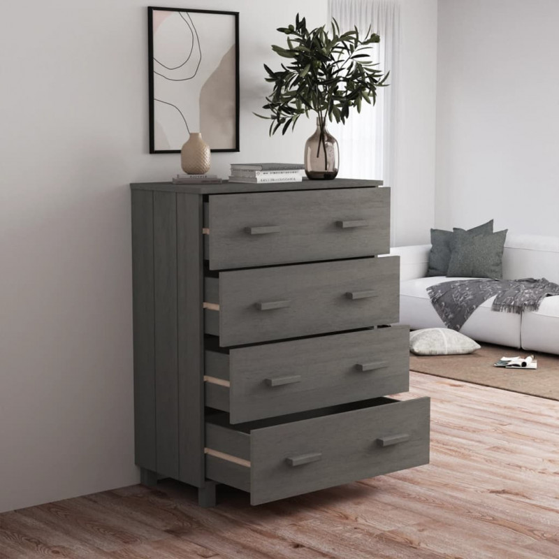 Komoda HAMAR, jasnoszara, 79x40x103,5 cm, lite drewno sosnowe