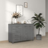 Szafka HAMAR, ciemnoszara, 113x40x80 cm, lite drewno sosnowe